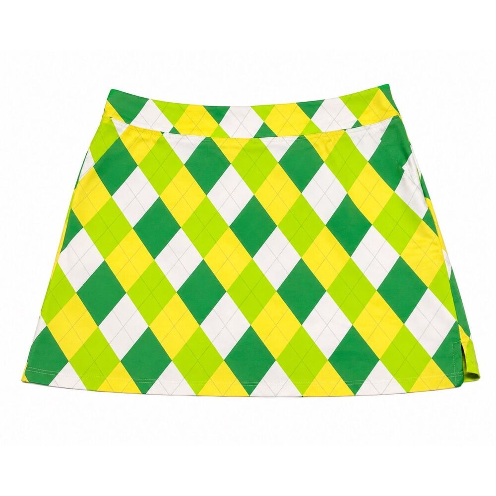 Loudmouth Golf Skort Argyle Plaid Tennis Skirt Yellow Green Women 6
